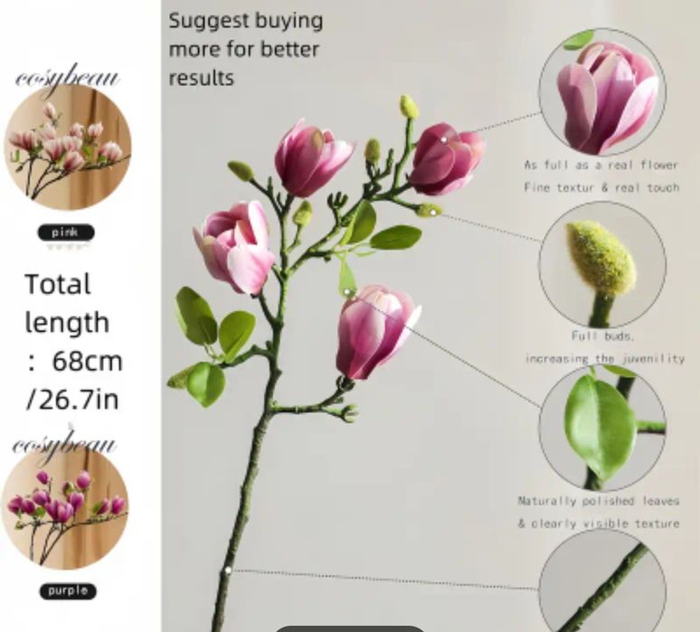 Kwiat magnolii sztuczne luksusowe
