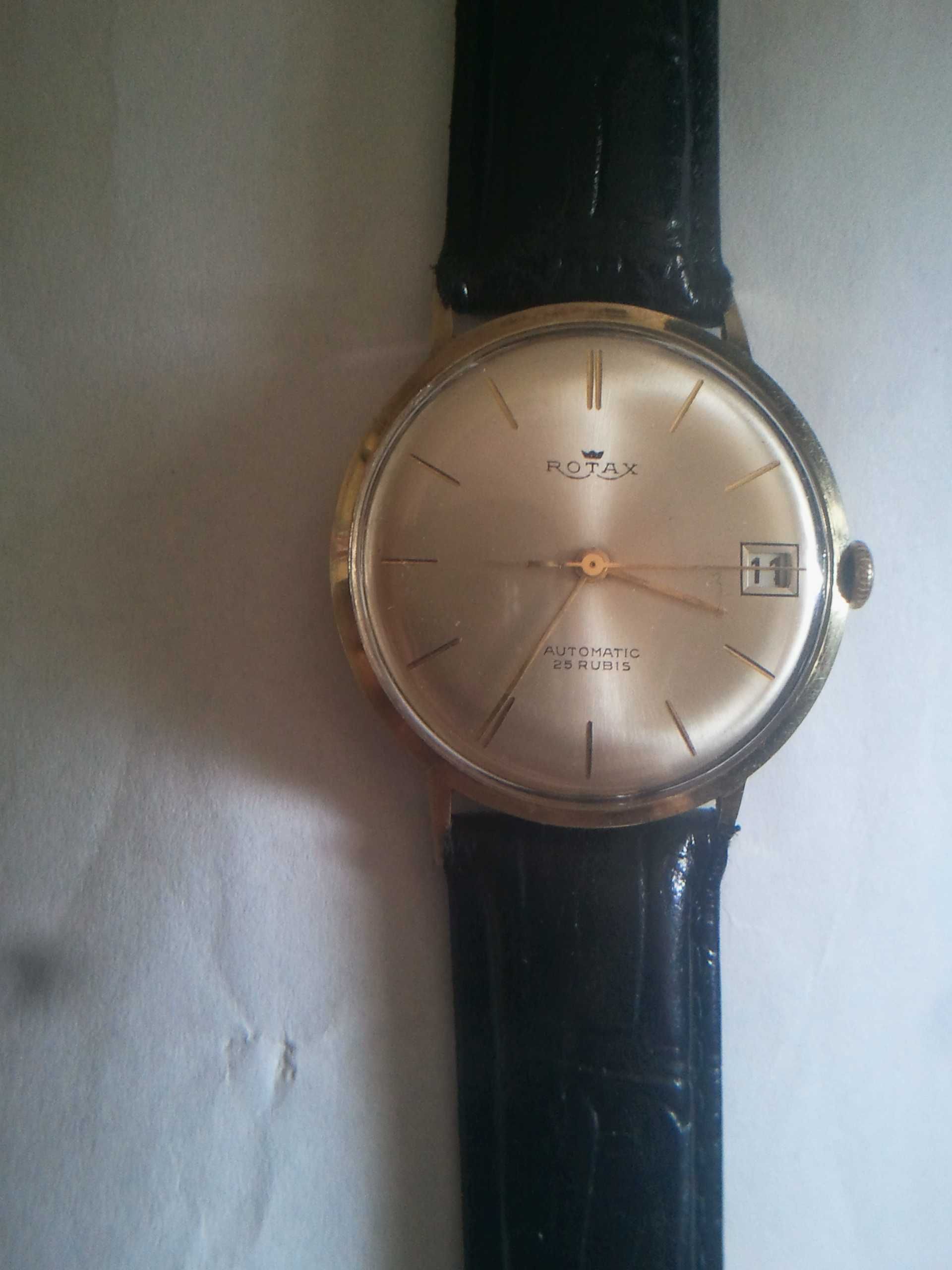 Rotax automatic złoty zegarek 14k 25 rubin