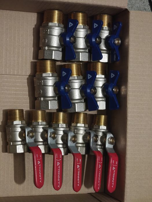 6x zawór z motylkiem 1 cal i 5x zawór z rączką 3/4 TRINNITY