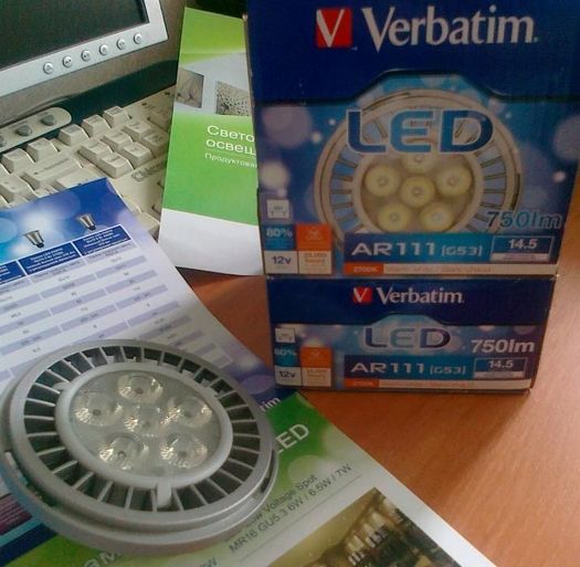 LED лампа AR111 (G53) 12V Verbatim для освещения магазинов