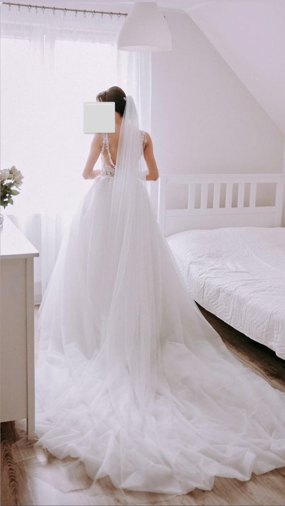 Suknia ślubna XS/S, 175 cm, księżniczka z trenem