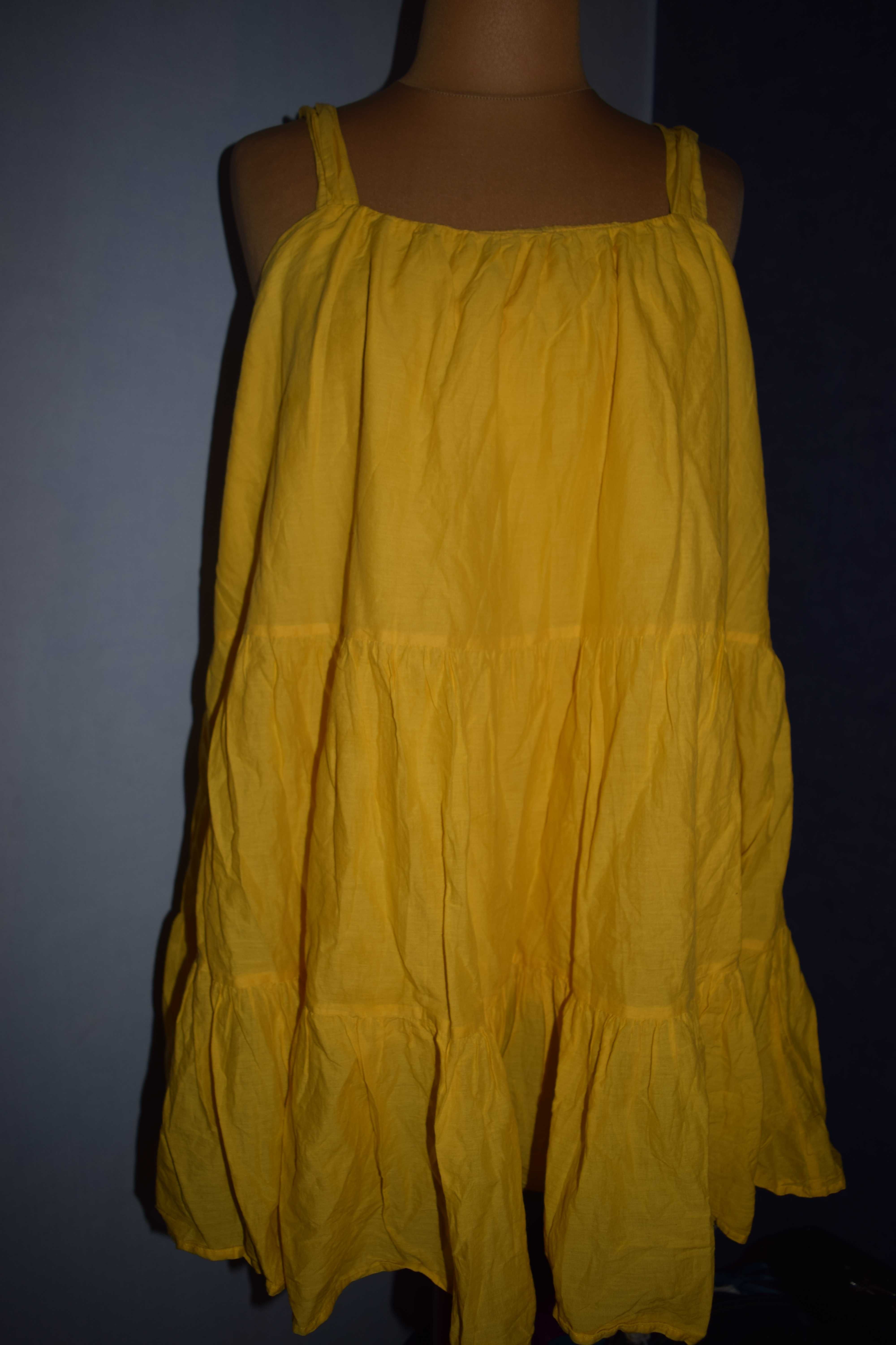 Primark Piękna sukienka żółta bawełniana_48