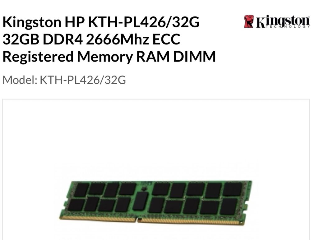 Серверная память Kingston HP KTH-PL426/32G 32GB DDR4 2666Mhz/ новая