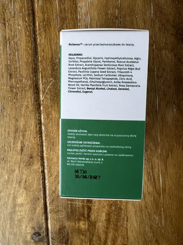 Nowe serum przeciwzmarszczkowe do twarzy.Richevon.Verdelove .