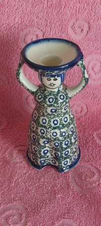 Świecznik z ceramiki Bolesławieckiej