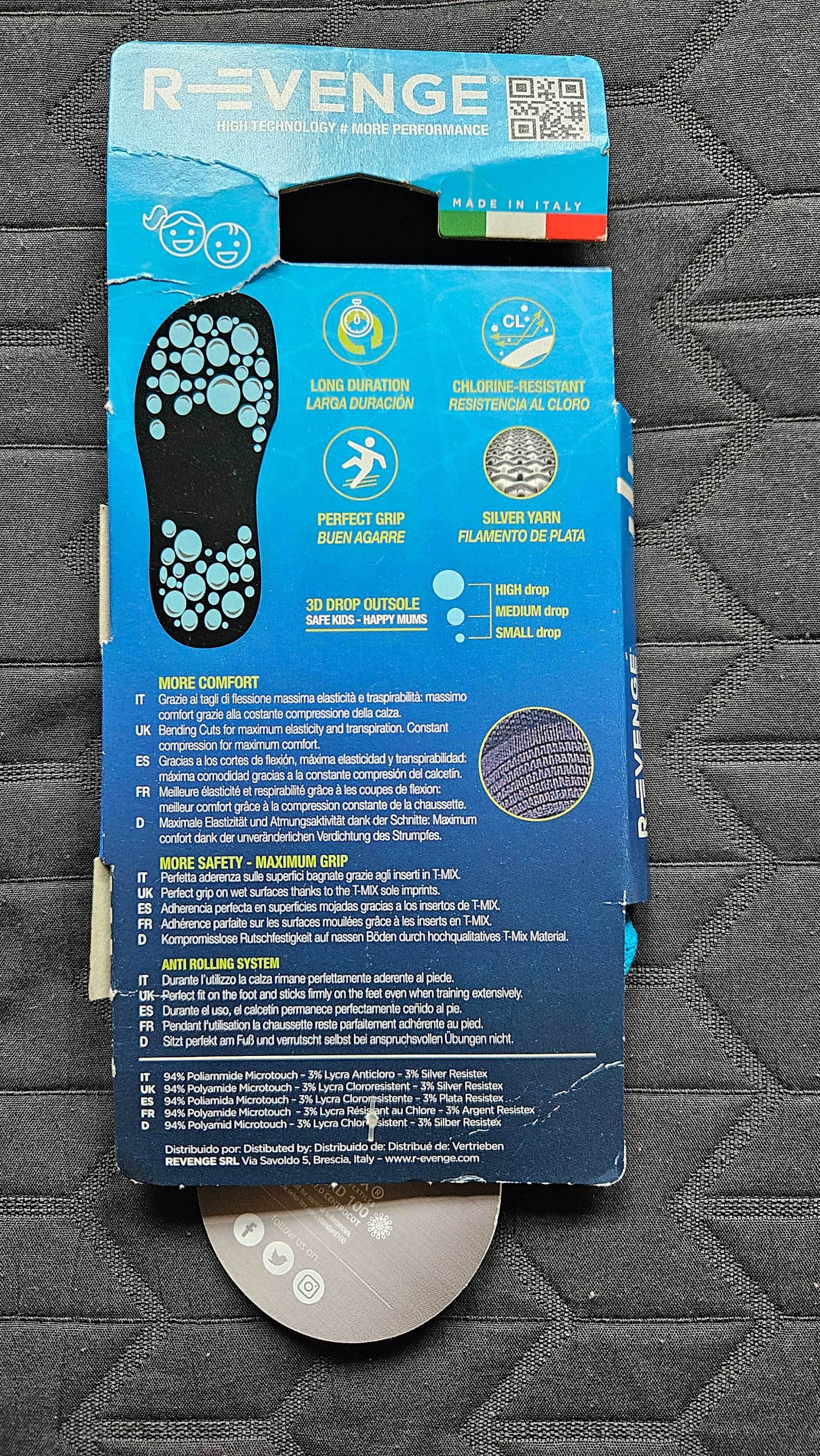 Skarpety techniczne antypoślizgowe basenowe dla dzieci R-Evenge, nowe