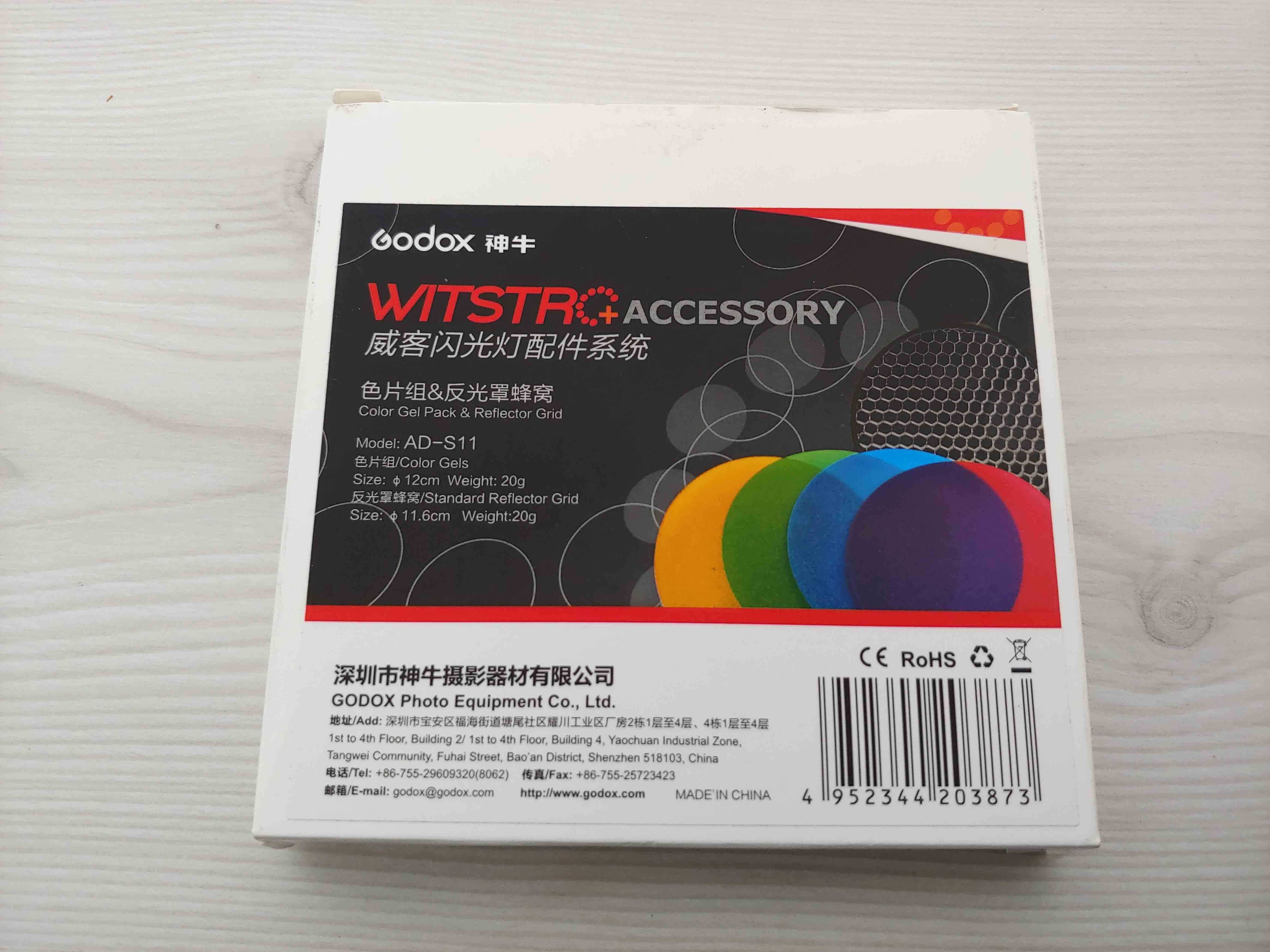 Godox Wistro AD-S11 + V11C + difusores coloridos