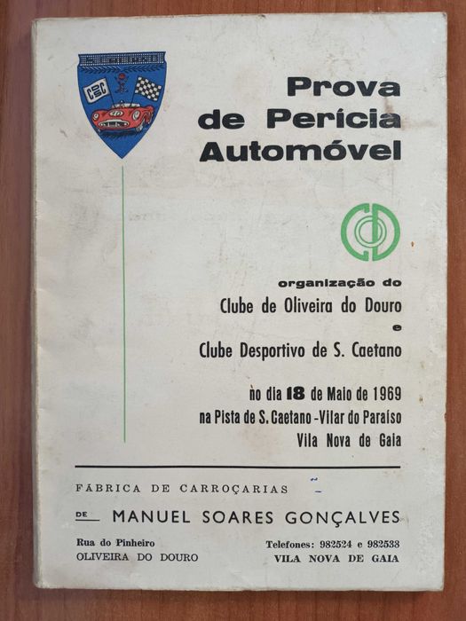 Programa Prova de Perícia Automóvel ano 1969 Vila Nova de Gaia