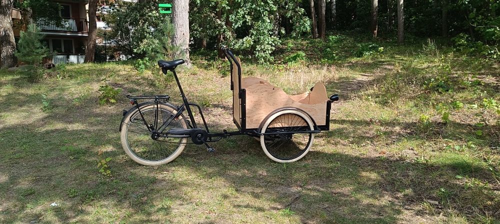 Rower riksza z koszem, wózkiem do przewożenia dzieci.. Po remoncie