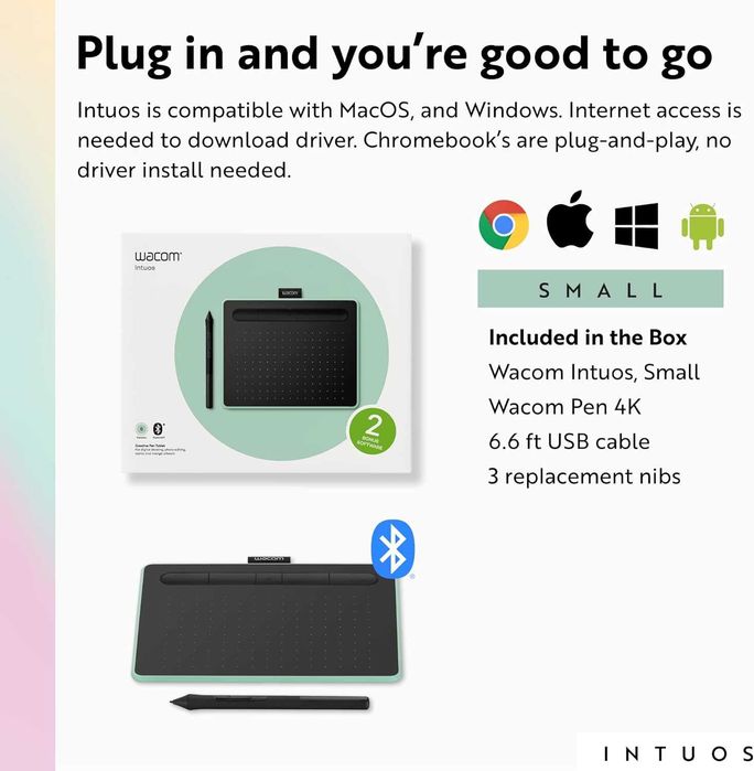 Графічний планшет Wacom Intuos S Bluetooth Pistachio (CTL-4100WLE-N)