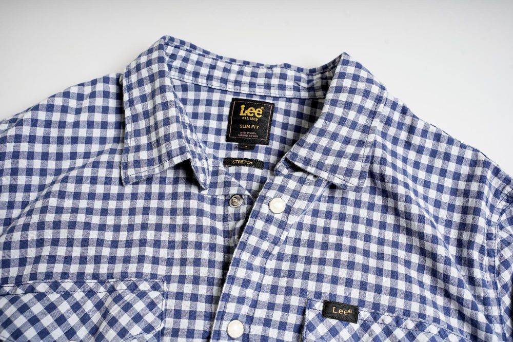 LEE | Koszula męska Clean Western Washed Blue Slim Fit | r. S