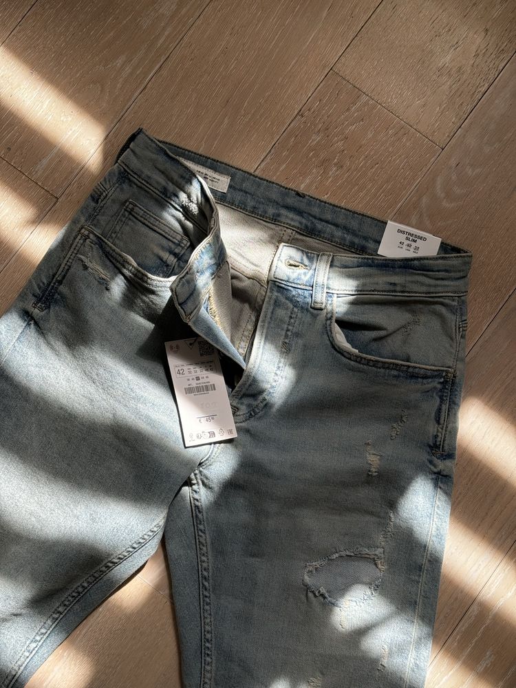 Zara jeansy distressed slim