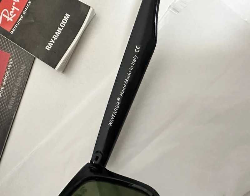 Słoneczniki Ray-Ban Wayfarer Classic - Czarny/Zielony - Nowe