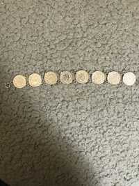 Pulseira prata muito rara com moedas antigas suicas