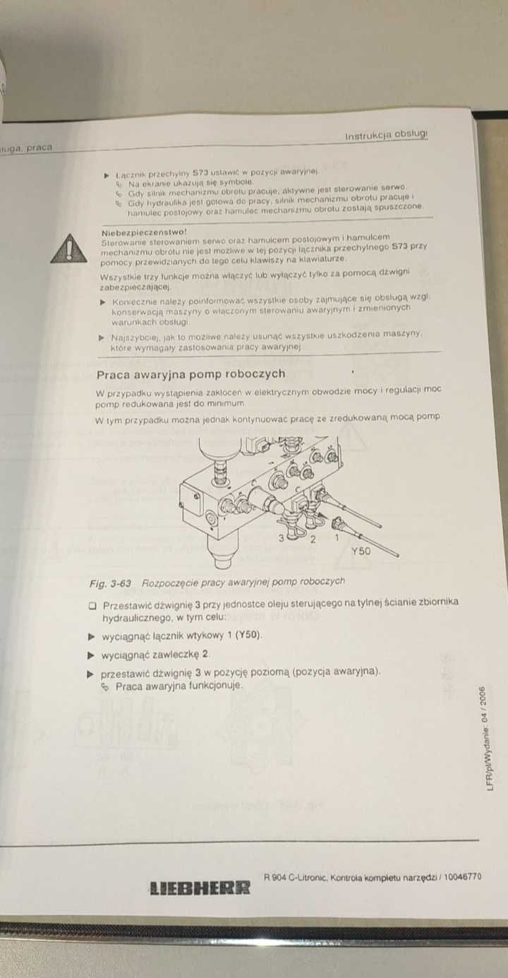 Liebherr A902 ZW A900 A912 koparka katalog części zamiennych DTR