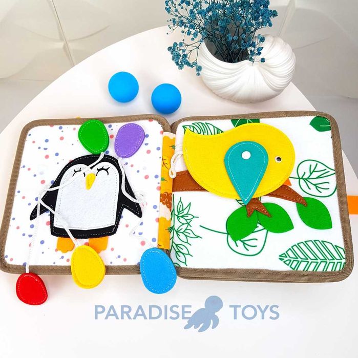 М’яка книжка-бізіборд Оленятко 12активностей Розвиток дрібної моторики