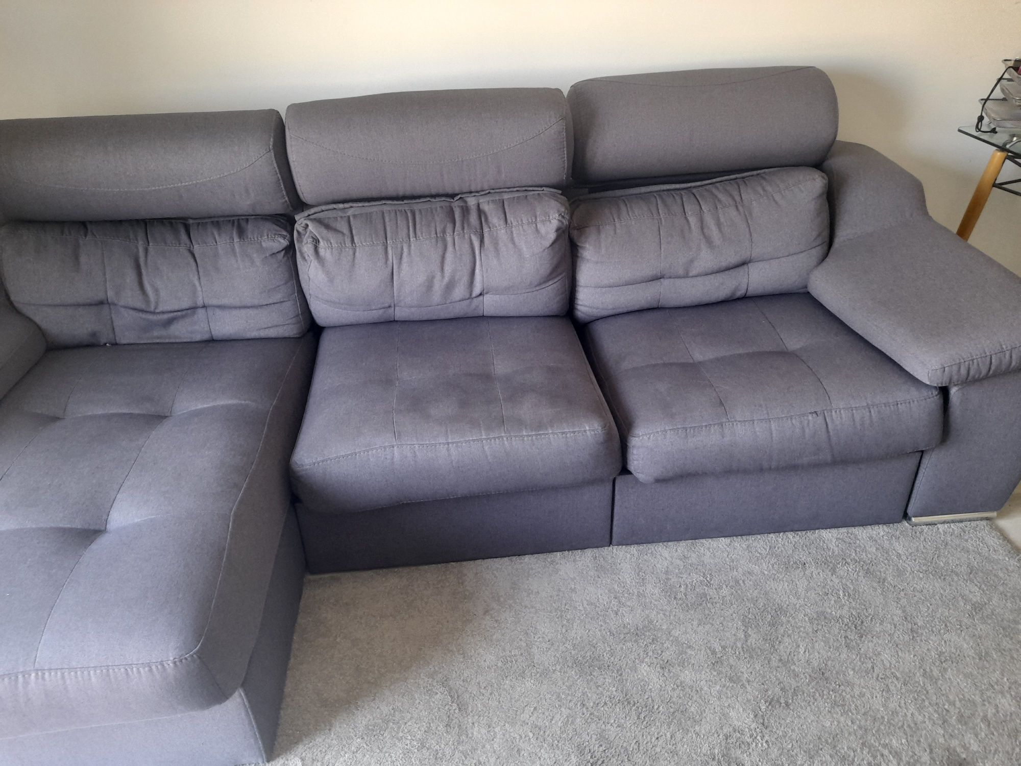 Sofa cama cinza tecido 280x1,55