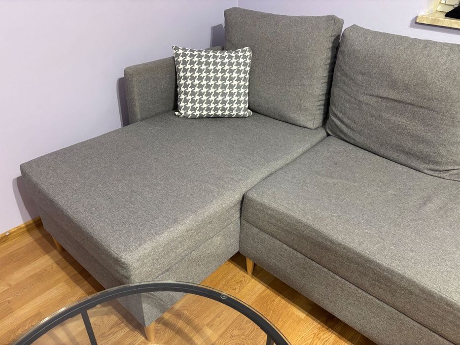 Kanapa sofa szara wygodna do spania używana stan bardzo dobry