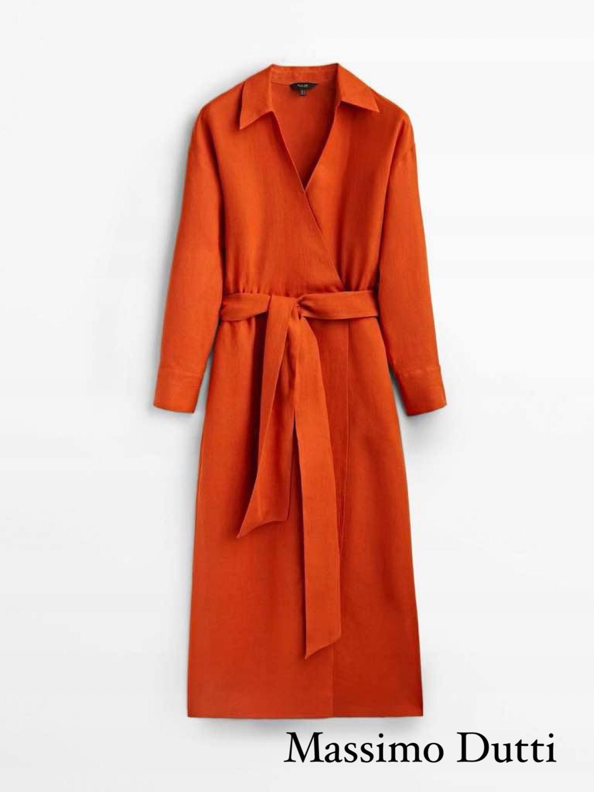 Massimo Dutti - lniana kopertowa sukienka z kieszeniami rozm. XS 34