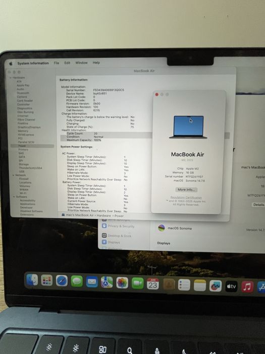 MacBook Air M2 8/256Gb 2022 АКБ 100% ноутбук б/у