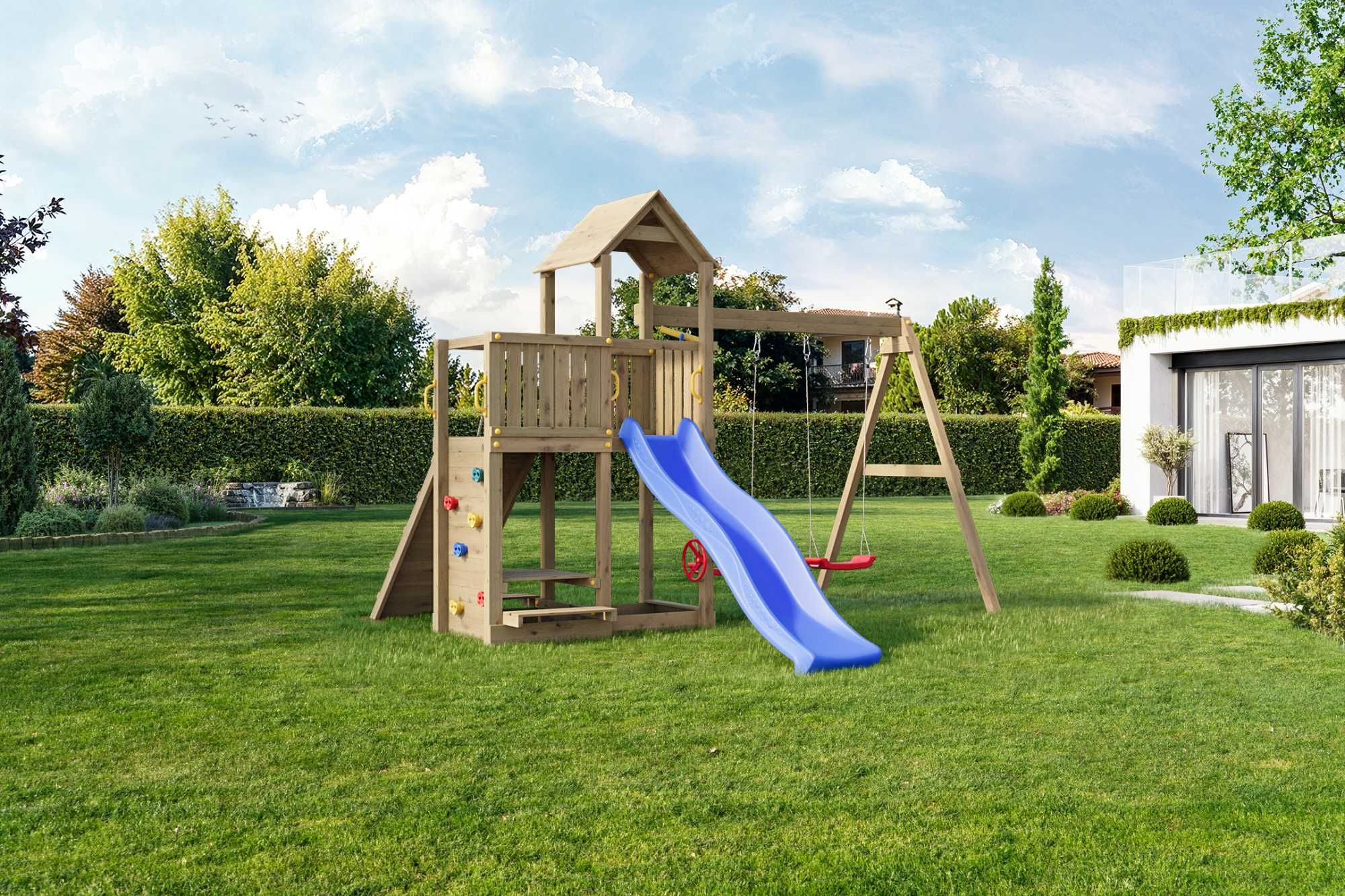 Plac zabaw Domek drewniany nowoczesny DARMOWA DOSTAWA 2-3 dni, atest