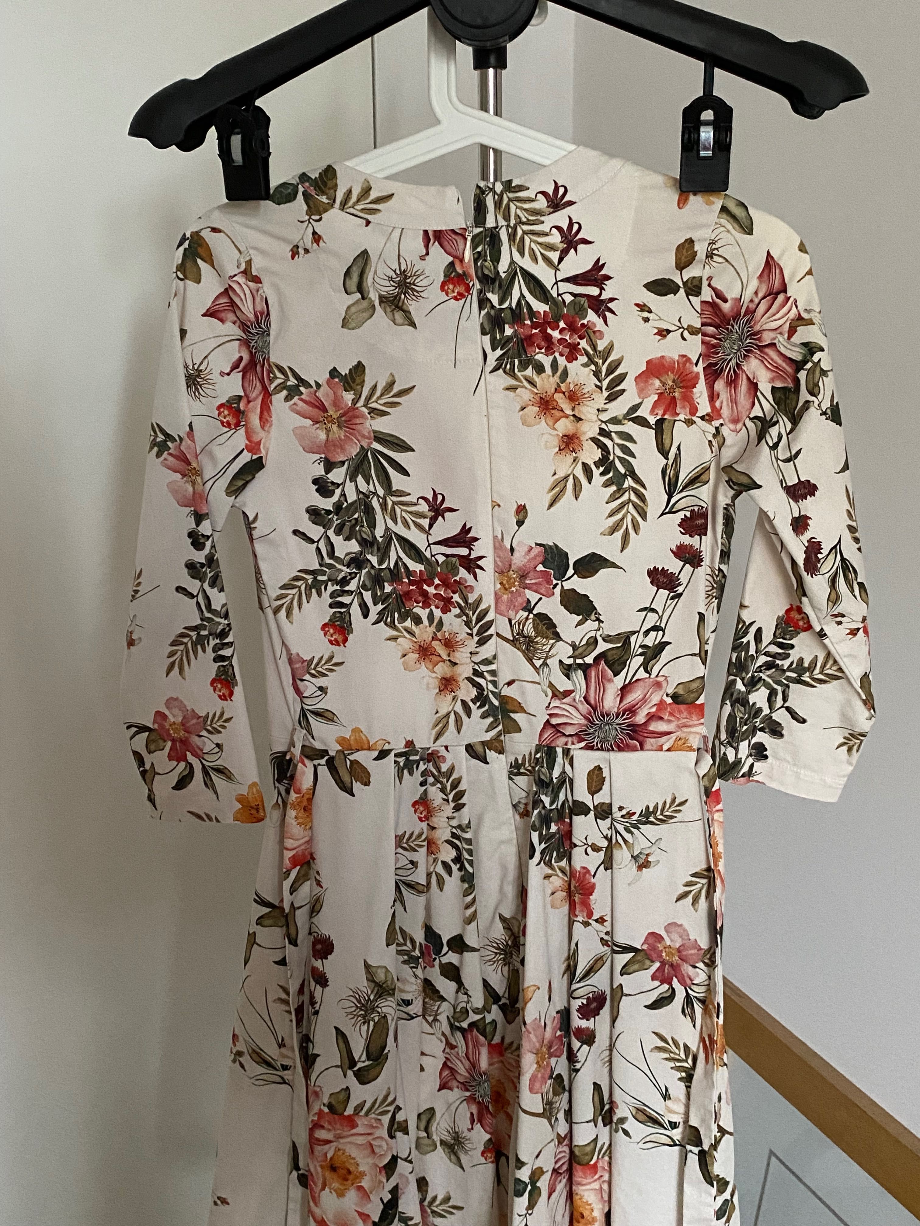 Sukienka kremowa w kwiaty Marie Zelie roz. 34