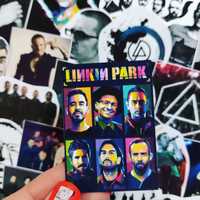 Стикеры наклейки микс черно белый Честер Linkin park  rock  череп