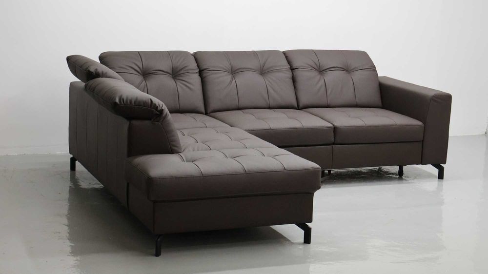 TLK SKÓRA NATURALNA NAROŻNIK funkcja spania SOFA kanapa brązowa salon