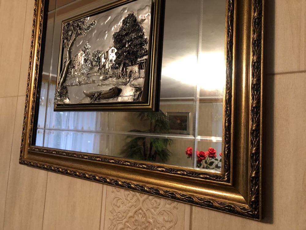 Картина з сріблом дзеркало в рамці декор Терміново!