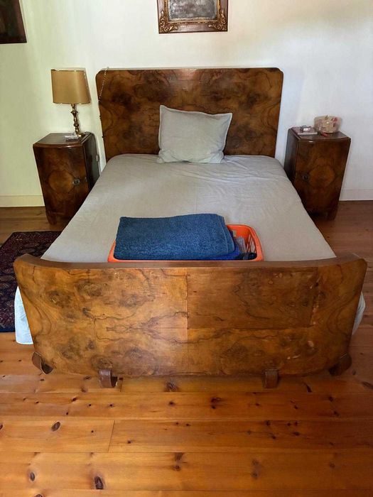 Conjunto mobilia de quarto em nogueira art deco