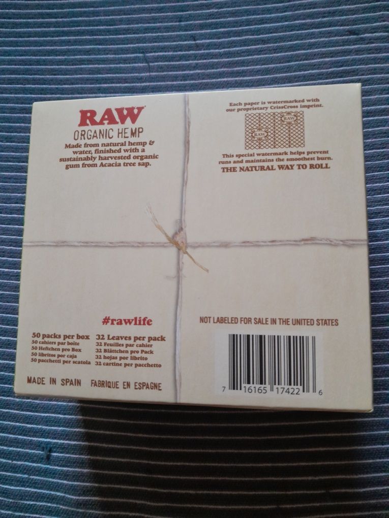 Caixa de mortalhas Raw Organic Hemp