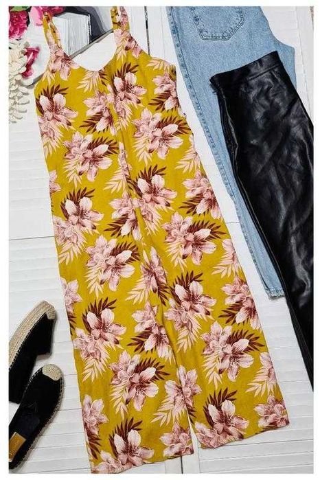Комбинезон летний кюлоты в цветочный принт лен Primark, р. М