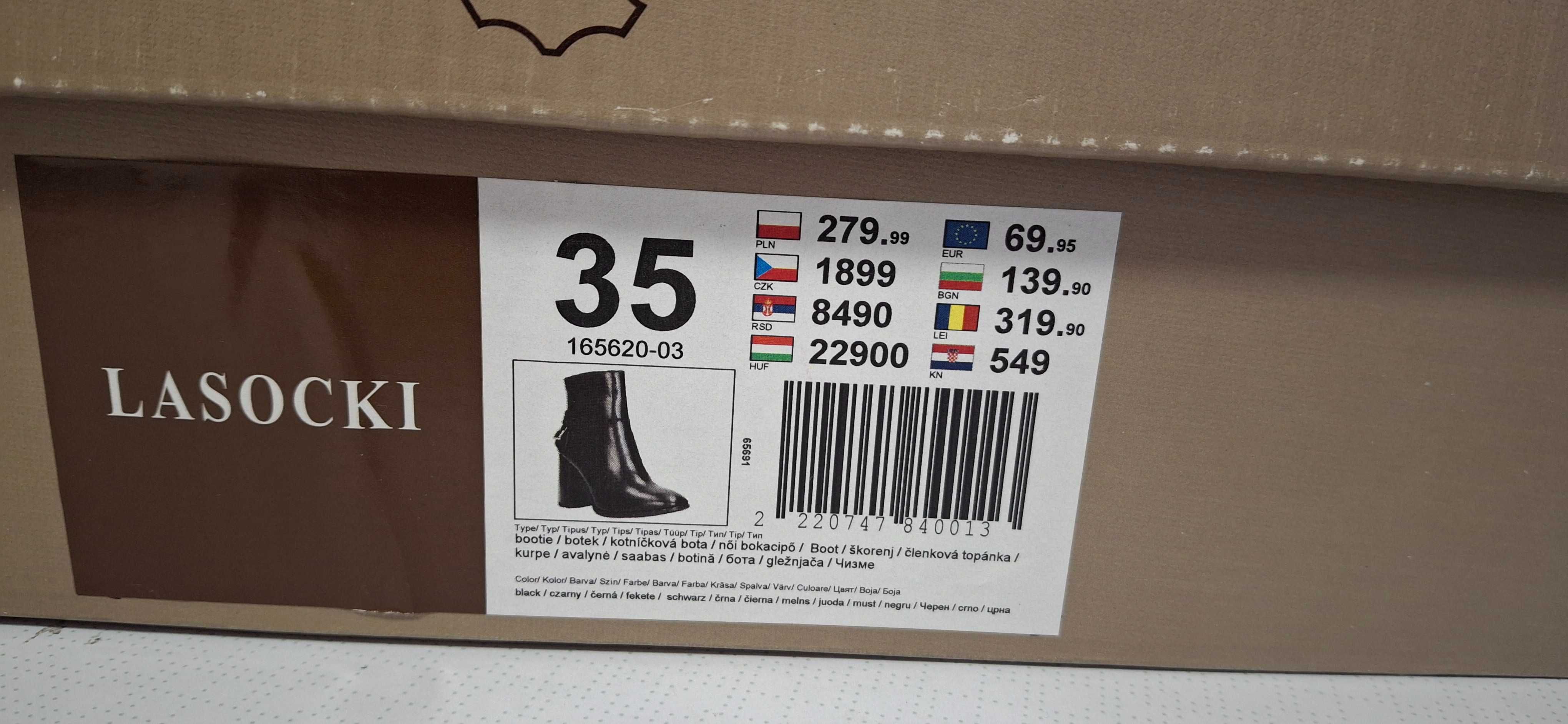 Nowe Lasocki botki na obcasie r.35