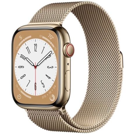 Apple Watch Series 8 GPS + Cellular 45mm Gold S. Steel Case w. Milanes