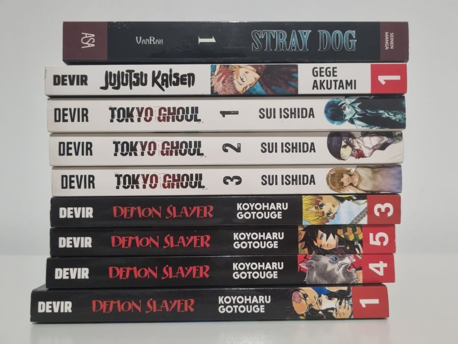 Mangás demon slayer, tokyo ghoul, jujutsu kaisen e stray dog