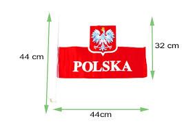 Flagi Flaga Biało-Czerwona 44cm x 32cm z Masztem dla Kibica Polski HIT