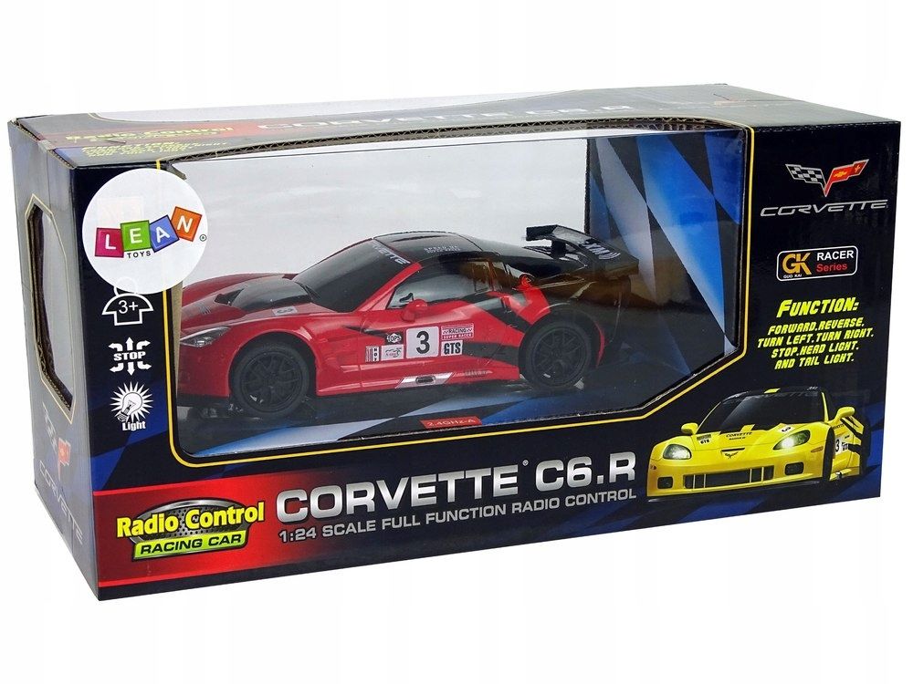 Auto Sportowe R/c 1:24 Corvette C6.r Czerwone 2.4 G Światła