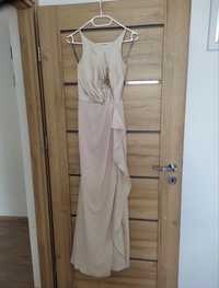 White by Vera Wang wieczorowa efektowna ślubna sukienka maxi nude XXS