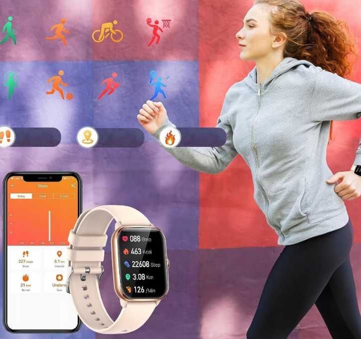 Smartwatch zegarek kt65 damski wodoodporny złoty 2 paski ttst966