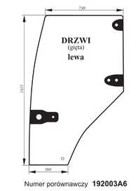 Szyba drzwi lewe Case MX 100 C, MX 80 C, MX 90 C, 100C, 80C, ACX203I