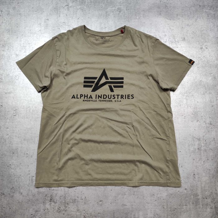 MĘSKA Koszulka PREMIUM Duże Logo Military Alpha Industries Oliwka