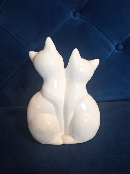 Figurkę home & you couple Cat koty biało złote para glamour