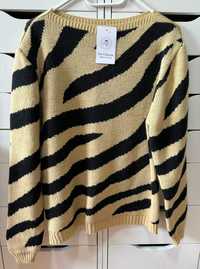 sweter zebra beżowy czarny