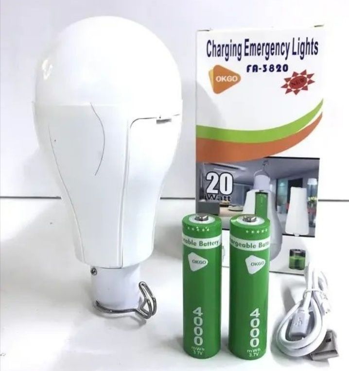 Лампочка 20w на аккумуляторах 18650-2шт светильник лампа яркая