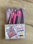 Piórnik z przyborami różowy, BIC Pink&Purple set, 9 sztuk
