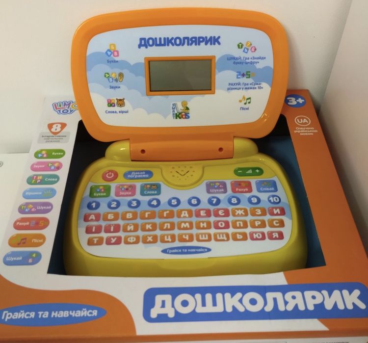 Ноутбук дитячий навчальний Дошколярик від 3 років букви цифри звуки