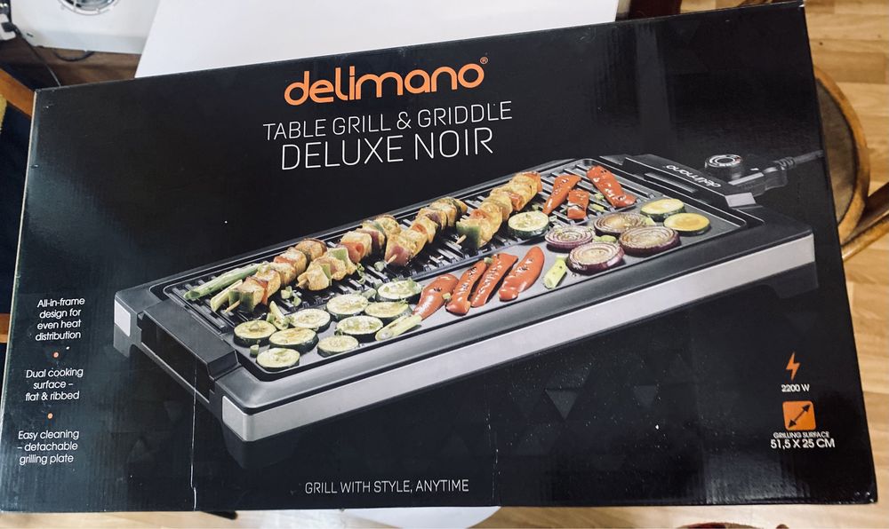 Электрический настольный гриль Deluxe Noir Delimano