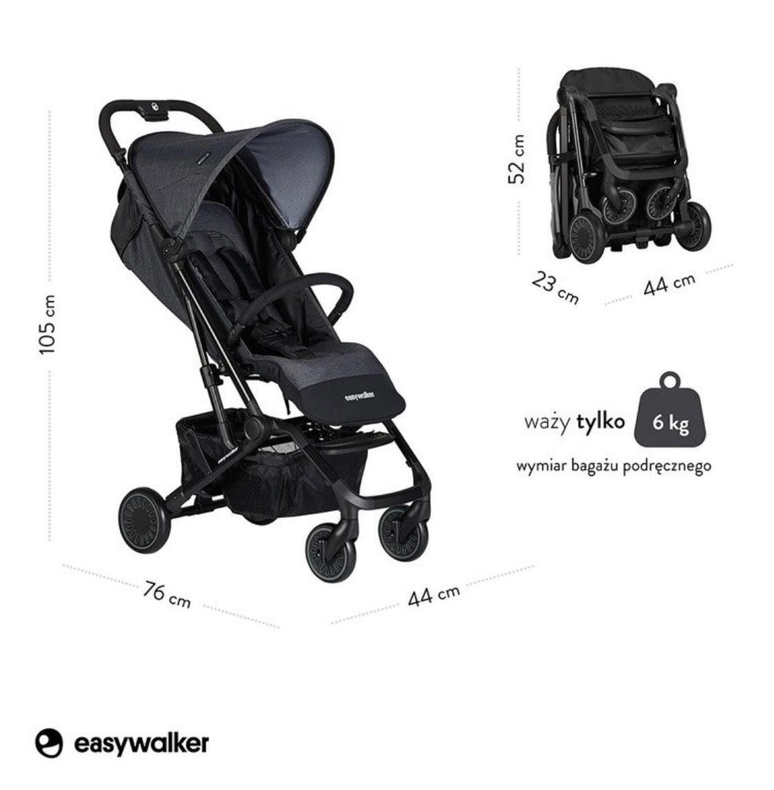 Lekki wózek spacerówka Easywalker Buggy XS do samolotu