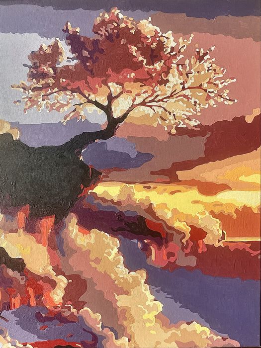 Готовая картина по номерам Воздушное дерево 40х50