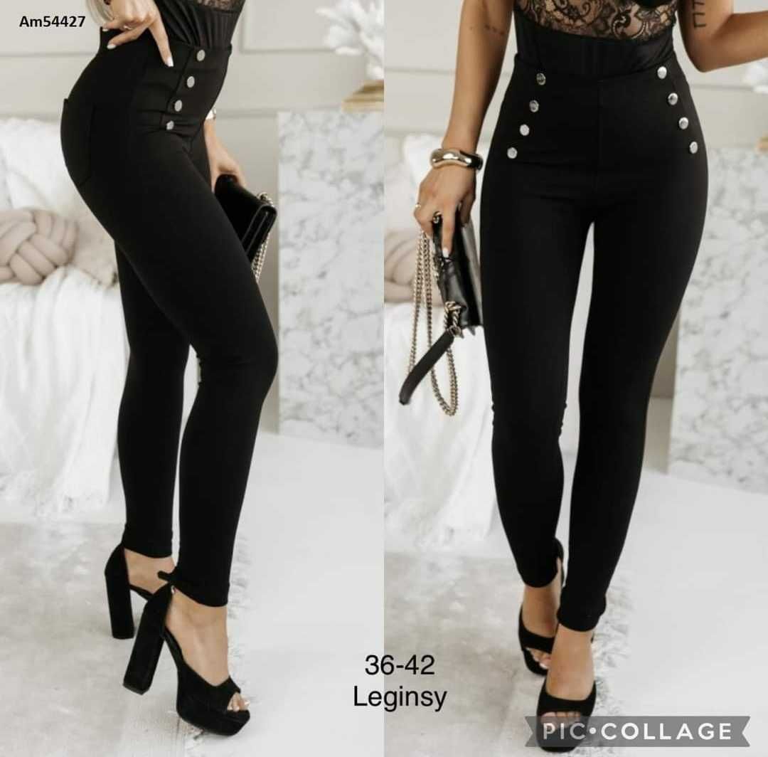 Legginsy M.Sara guziki czarne L